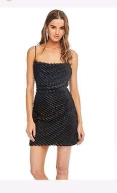 ASTR The Label Cha Cha Bodycon Mini Dress Black Glam Cocktail Party S Fringe